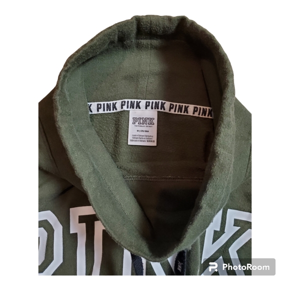 Victoria's Secret Pink Womens Green Cowl Neck Sweatshirt Size Medium Pullover - Picture 4 of 6